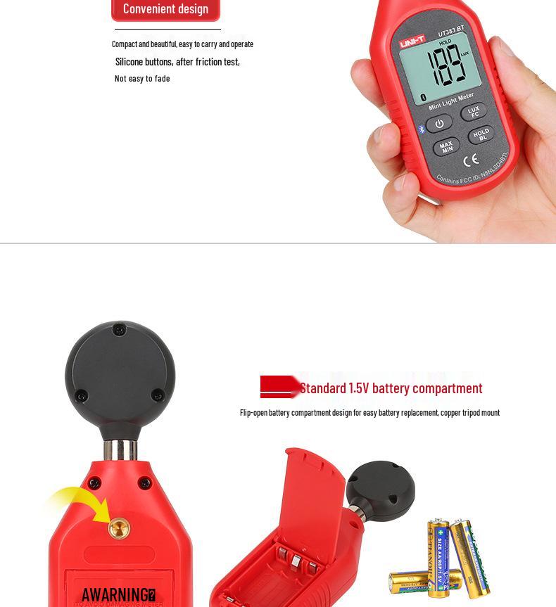 UNI-T Mini Digital-Lichtmesser UT383/UT383BT/S mit Bluetooth Leuchtdichtemesser
