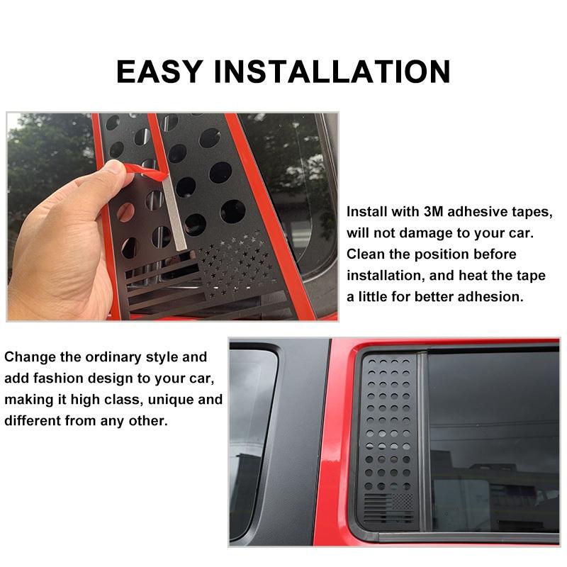 Car Rear Window Glass Panel Decoration Cover Trim for Jeep Wrangler JK JL 2007-    4-Doors Accessories Black