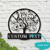 Custom Music Tree Metal Wall Art, Contemporary Hanging Ornament Personalized Text, Non Electric Musician Name Decor
