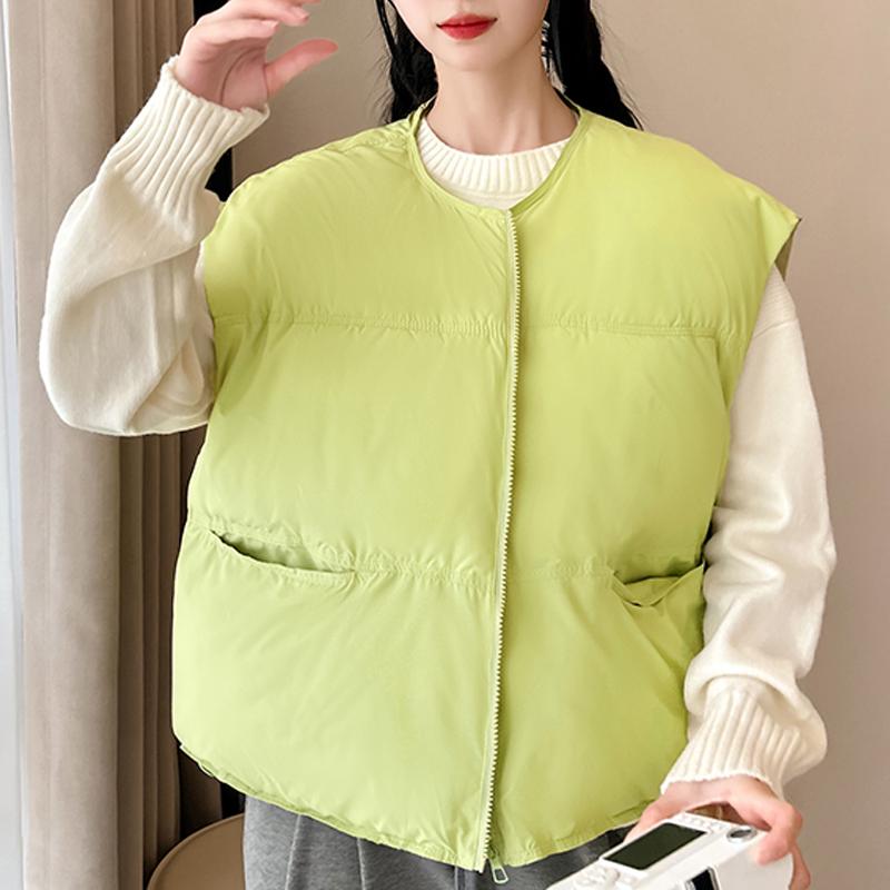 

Fashion Winter Short Vest Woman Top Thick Warm Sleeveless Parkas Women s Jackets 2XL зелений