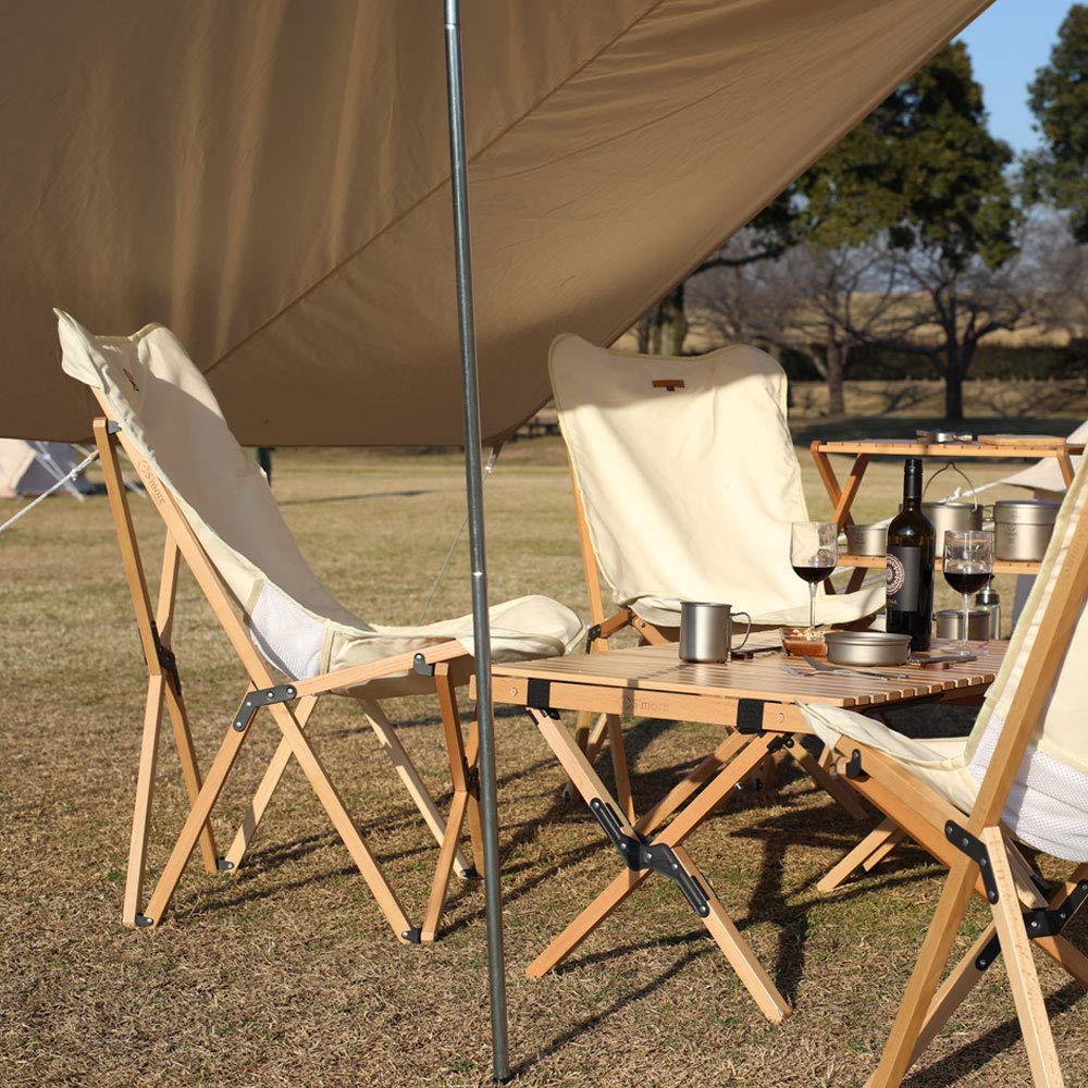 S'more Woodie Pack Chair, Outdoor Camping Chair, Folding Chair, Wooden, Outdoor (Beige)