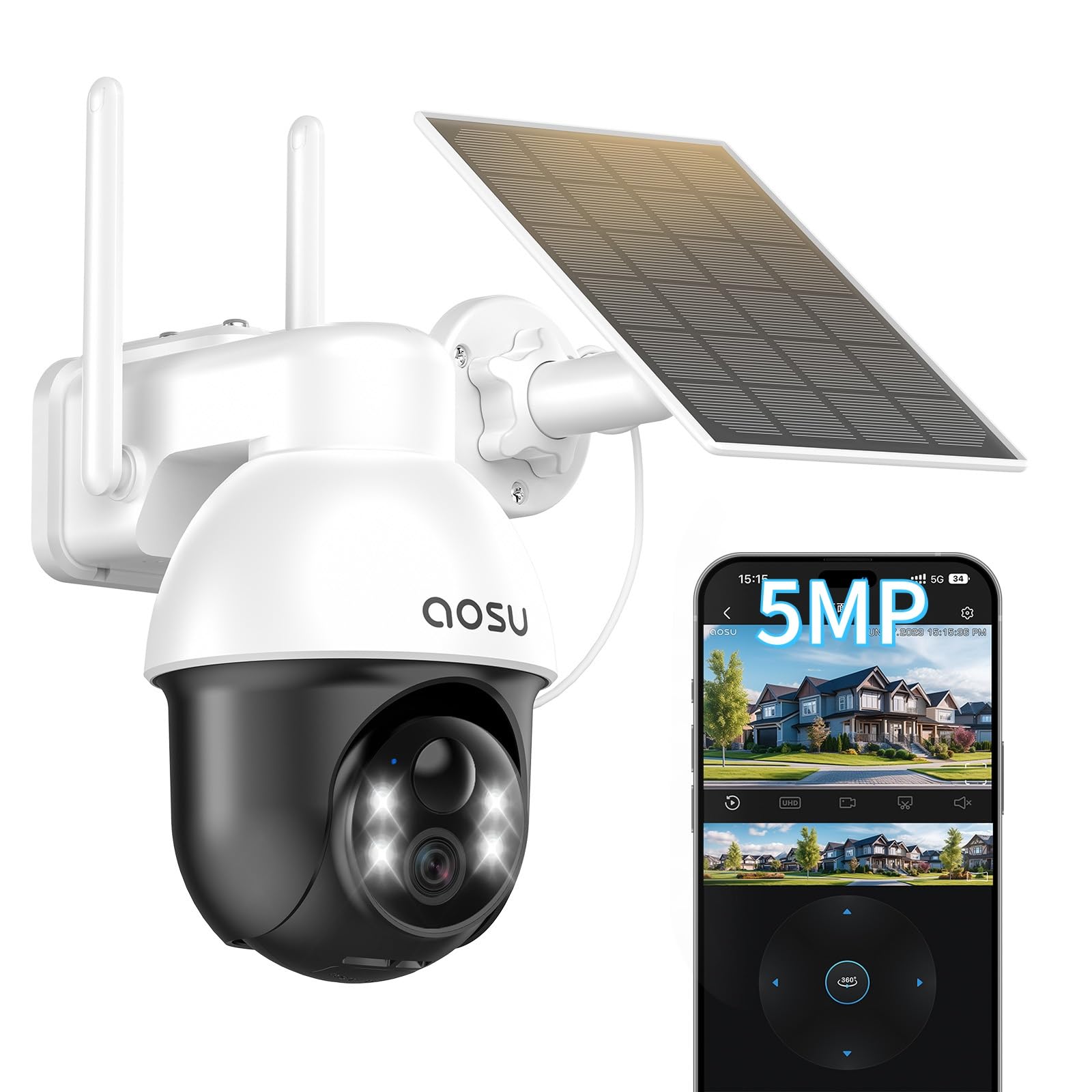 

aosu Security 5 Million Super High 360 Degree Wide Angle Gwifi IP66 Human Body Detection Automatic Fully Night Color Voice Voice Light Family Event