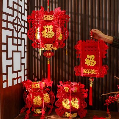 New Non-woven Chinese Lanterns 3D Red Festival Hanging Lanterns DIY Handmade New Year Lantern Spring Festival