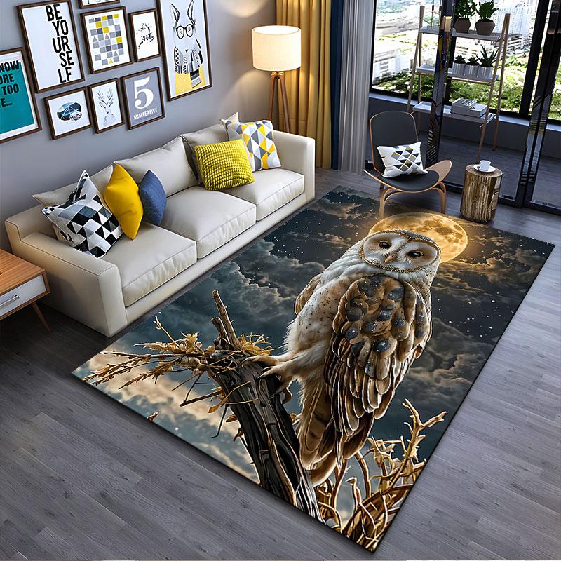 Barn Owl With Moonlit Sky suitable as a non-slip mat for the living room or bedroom sofa