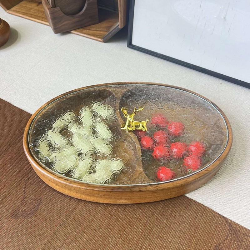 

Ruhan Acacia Wood Divided Snack & Fruit Tray with Lid