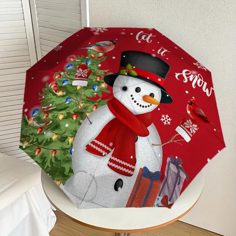 

1pc Christmas Snowman Decorations Umbrella with Plastic Handle,Suitable for All Seasons Home Travel Outdoor UmbrellaDD253
