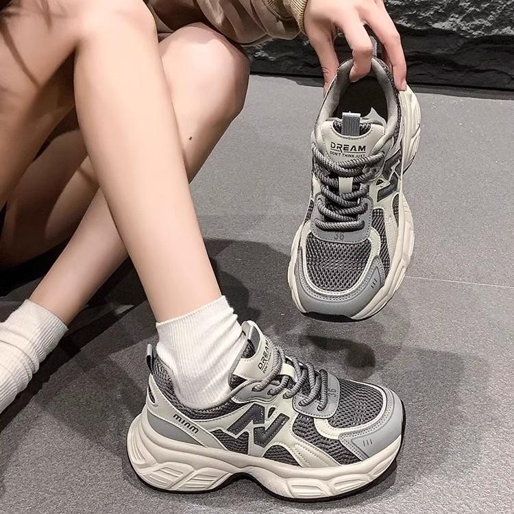 Popular women's shoes platform dad shoes women's height increase 2025 new versatile casual and thin soft-soled breathable sports shoes