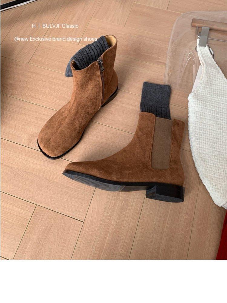 

Knight Boots Chelsea Short Boots Women s Spring and Autumn Single Boots 2025 Skinny Boots Retro Flat Martin Boots Bare Boots Ankle Boots 39