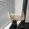 Vintage Solid Color Shoulder Crescent Bags for Women Versatile Ladies Double-pocket Underarm Bag Portable Female Pu Handbags
