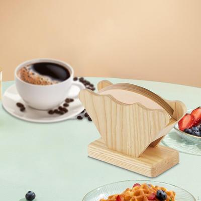 Coffee Filter Holder Dispenser Rack Wooden Countertop Cafe Container Space Save for Flat-bottomed