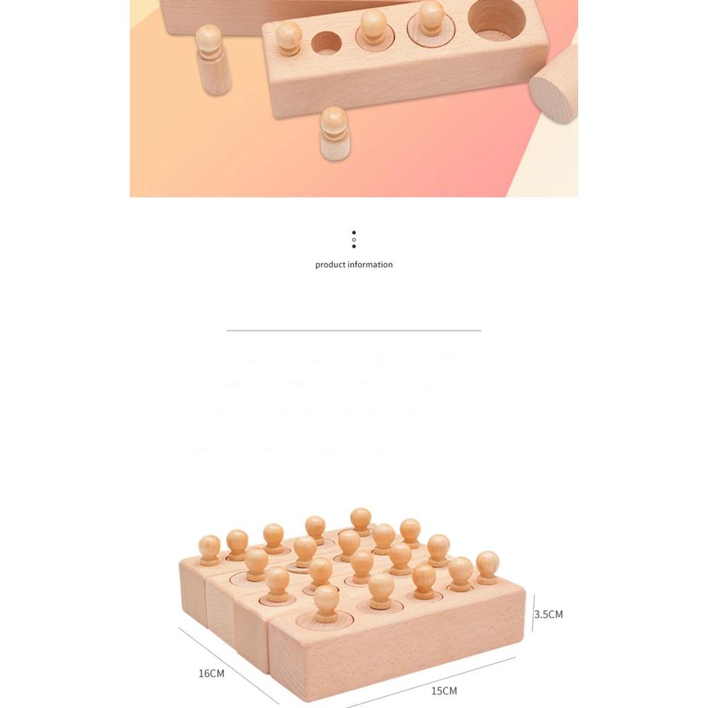 Montessori Knobbed Cylinder Socket Development Sensory Toys Hand-eye Coordination for Kids 3 Years Old and Up Gifts for Children