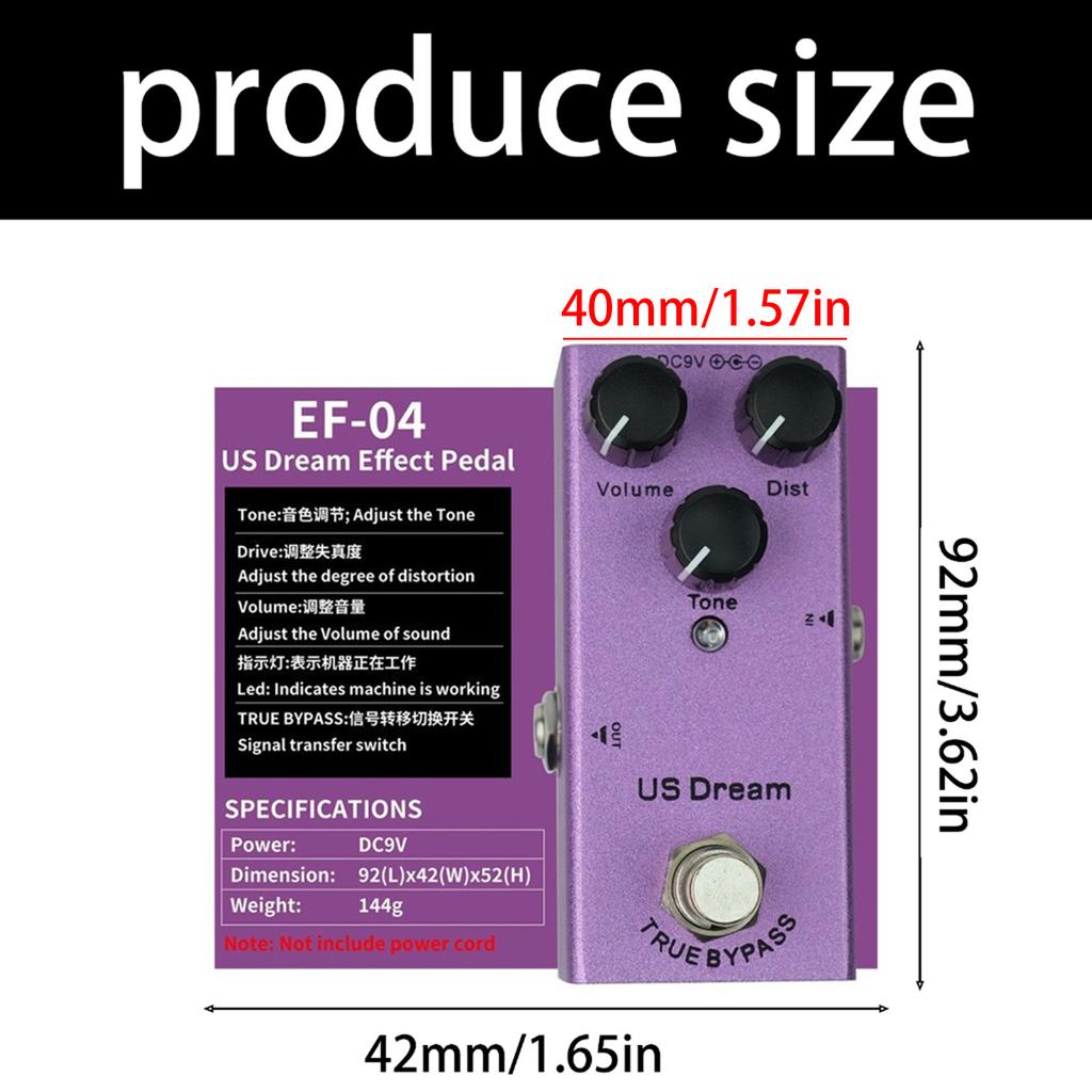 Electric Guitar Vintage Overdrive Effector Single Block Effects 9V Small Guitar Pedal Musical Instrument Accessories