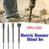4Pcs Round Shank Hammer Drill Bit Pointed /Flat Bit Rotary Hammer Gouge Set  Woodworking