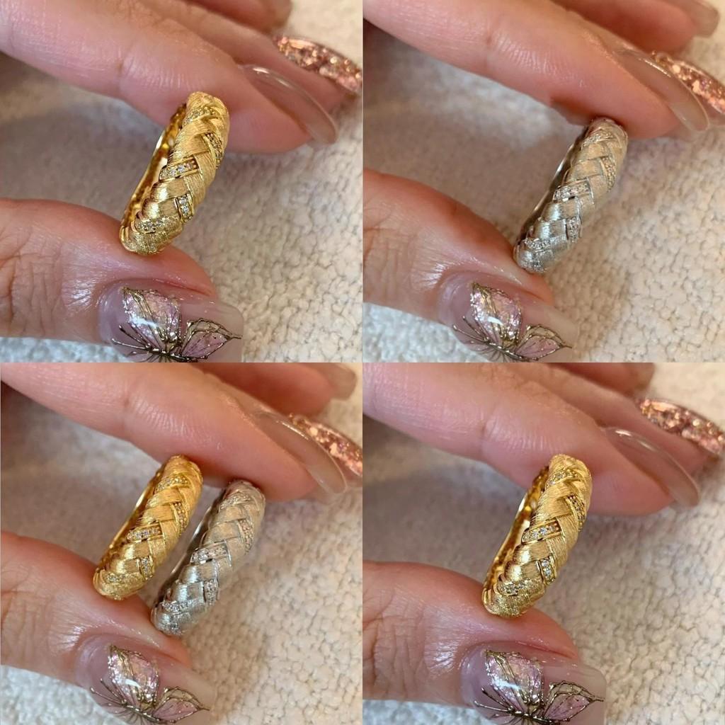 Stylish Geometric Copper Ring Featuring Luxurious Textured Finish For Women Fashion