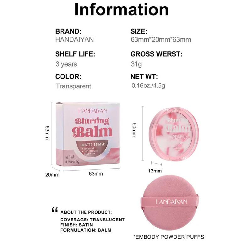 HANDAIYAN Light Mist Water Resistant Oil Control Brightening Complexion Matte Concealer Setting Powder With Powder Puff