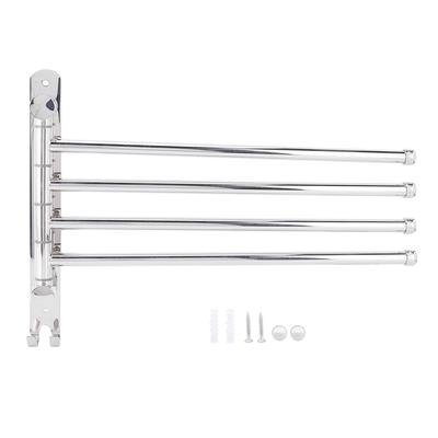 4 Rods Stainless Steel Wall Rotation Towel Storage Rack Shelf Holder Bar Bathroom Organizer