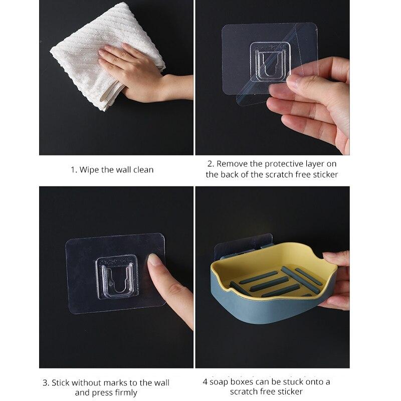 Drainage Soap Box Self-Adhesive Wall-Mounted Soap Storage Box Creative No Punching Bathroom Supplies Organizing Storage Shelf