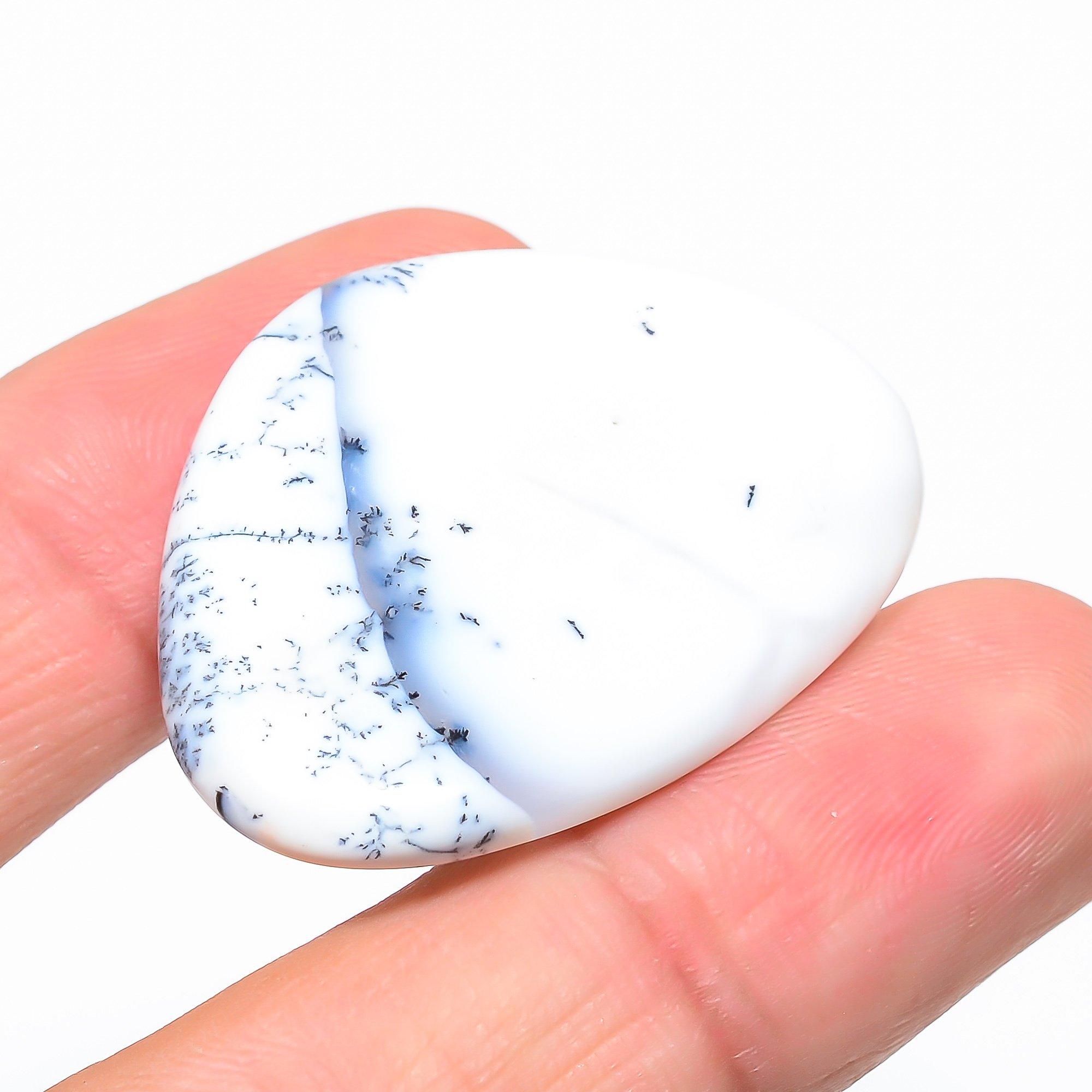 

Natural Dendrite Opal 3x3.9cm Cabochon Fine Loose Gemstone 50.55Cts. V7H85 белый