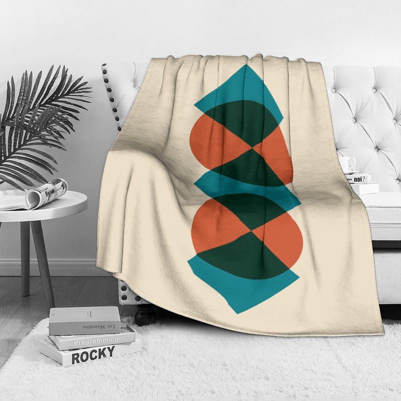 Geometric Pattern Fleece Blanket Sofa Bed Throw Soft Warm Decorative Throw Blanket Gift Cushion Cover
