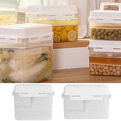 Pickle Storage Container with Strainer 4/5L Airtight Kimchi Box Fermentation Container with Handle and Lid Fermentation Storage