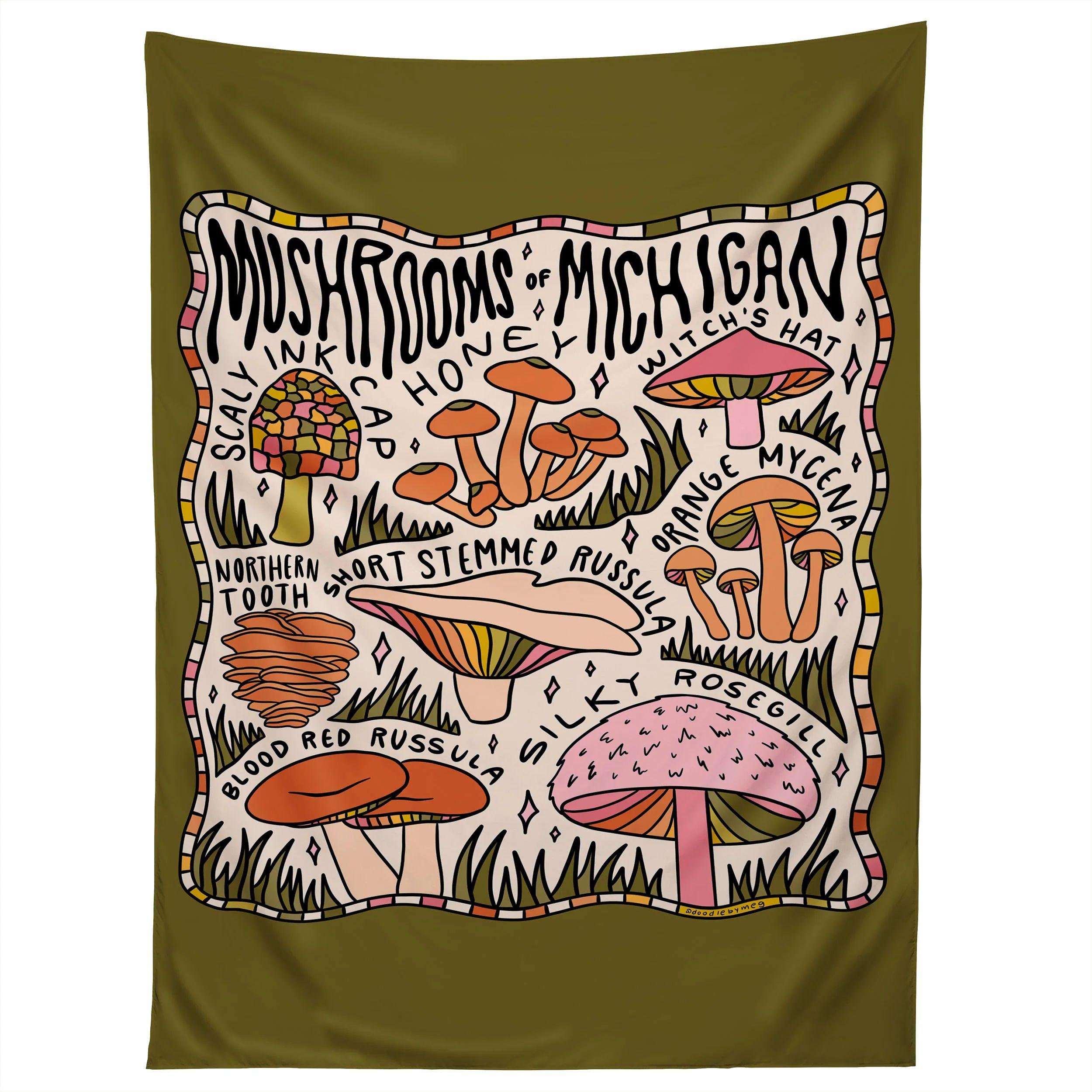 Michigan Mushroom Tapestry 75x100 чёрный