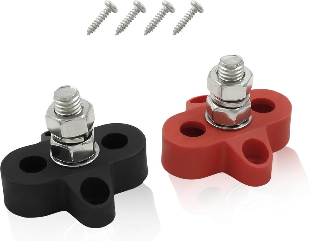 2Pcs Single Stud Battery Junction Post, 5/16 Inch Bus Bar Terminal Block, M8 Power