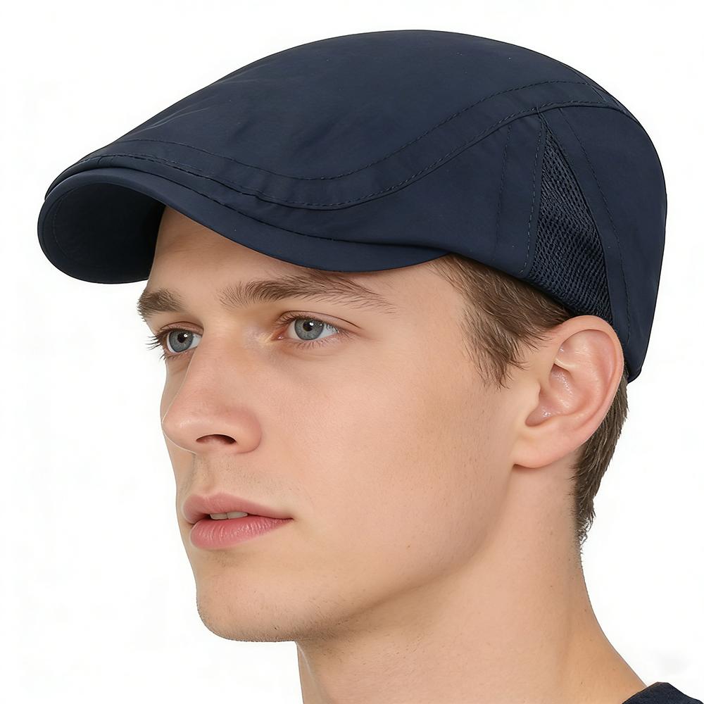 Quick Dry Mesh Flat Cap Men's Breathable Adjustable Newsboy Hat Lightweight Summer Peaked Beret Men Women Sun Shade Beret Hats