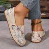 Pantofi Retro cu Imprimeu Floral de Pescar pentru Femei, Pantofi Leneși Slip-On din In Respirabil, Pantofi Noi cu Imprimeu din Paie Împletită, Talpă Moale, Anti-Alunecare, Pantofi pentru Mame