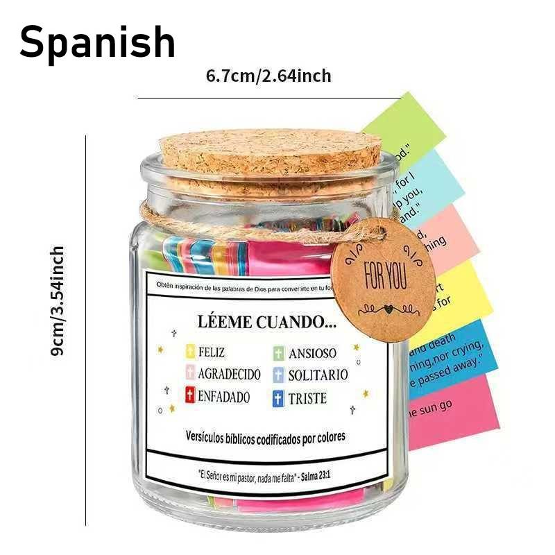 Bible Verses in Glass Jar Bible Verse Jar Spanish English Christian Scripture Prayer Hope Jar For Spiritual Growth Pious Prayer