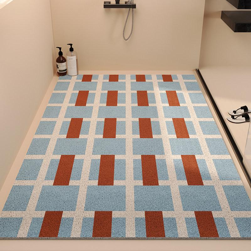 

Alfombra de baño americana de seda,alfombra de piso completa para inodoro,alfombra de ducha antideslizante con banda de drenaje alta y hueca 40cm x 60cm