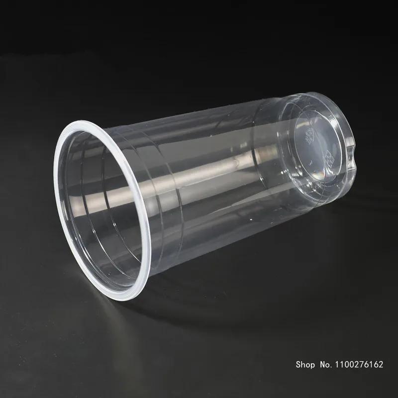 100pcs High Quality 95mm Caliber Transparent Disposable Glasses 400ml Plastic Cups for Drink Party Favors Milk Tea Cup with Lid