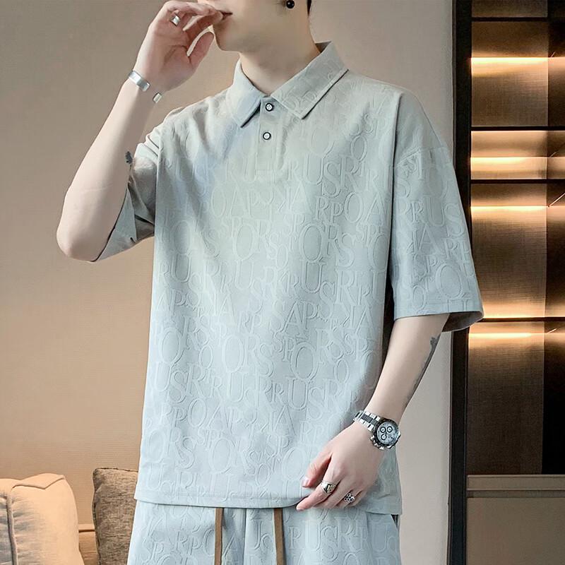 VANCAMEL Men's Casual Jacquard Short Sleeve T-Shirt