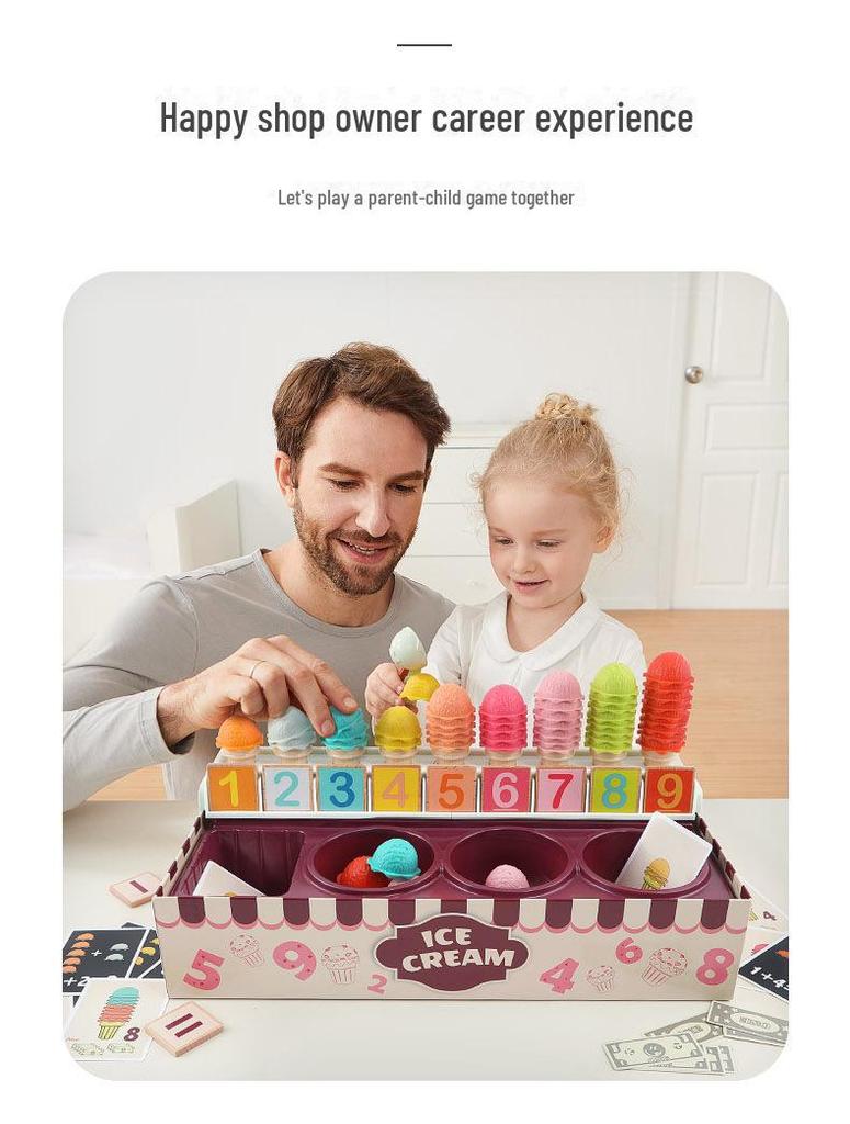 Tebaoer Kids' Digital Learning Ice Cream Box: Early Education Toy for Business and Math Skills.