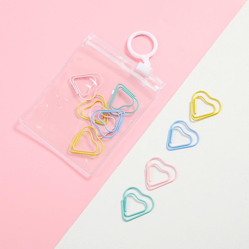 10Pcs Creative Metal Paperclips a Pack Student Candy Color Bookmark Clip Student Stationery School Office Supplies