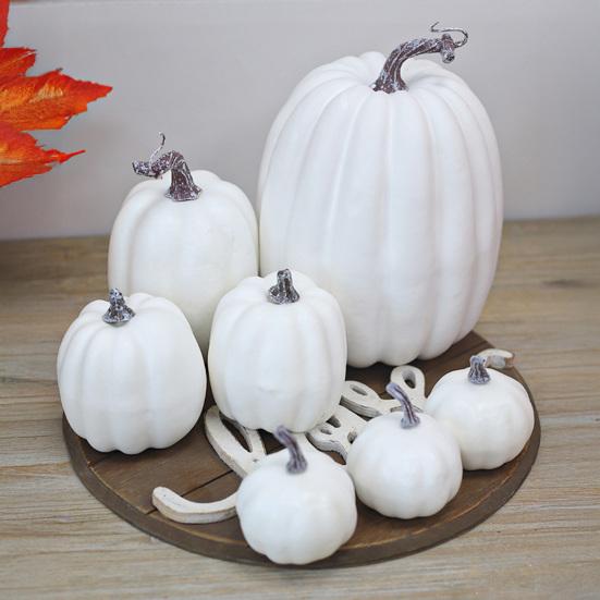 7Pcs Artificial Pumpkin Fall Decoration Thanksgiving Halloween Harvest Festival Foam Faux Pumpkin Ornament Assorted Size Fake Vegetable Party Decor