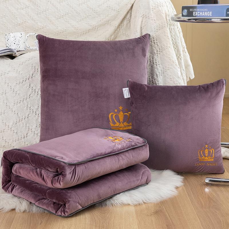 Modern Minimalist Double-Sided Embroidered Fleece Baby Throw Pillow Blanket 