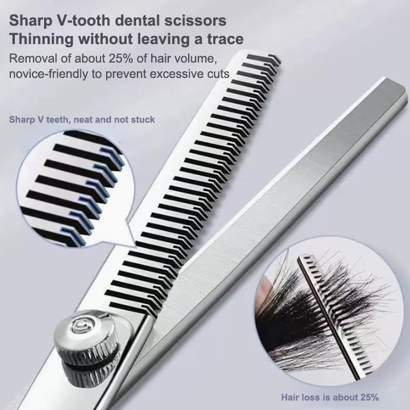 Professionelles Edelstahl Friseurscheren Set Flachzahn Ausdünnen Schneiden Gebogene Schere Haarschneideschere