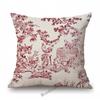Französischer Toile De Jouy Delfter blauer Flamingo-Vogel-Tiger-Königshof-Muster, eleganter dekorativer Sofa-Kissenbezug, Kissenbezug