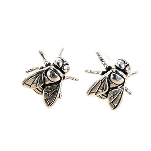 New Creative Punk 925 Sterling Silver Jewelry Retro Three-dimensional Fly Stud Earrings 3484