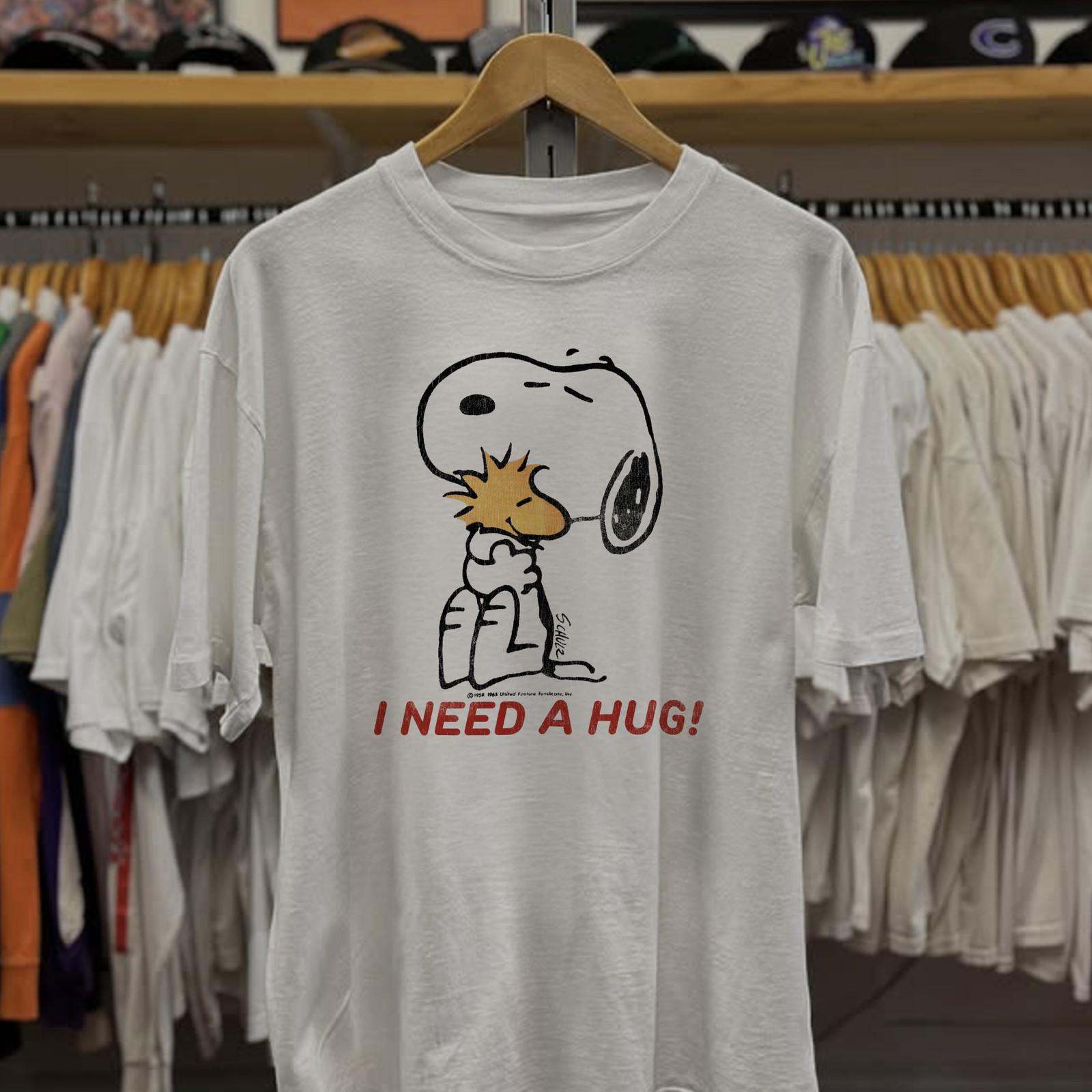 Aged Peanuts I Need A Hug Washed T-Shirt White XXL XL