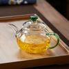 Heat-Resistant Glass Teapot with Colored Handle and Filter for Gongfu Tea