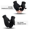 Keep Warm Winter Gloves Windproof Half Finger Flip Gloves Fingerless Convertible Mittens  Women