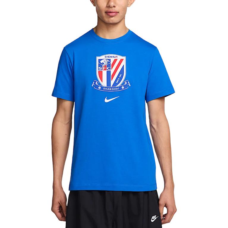 

Nike 2025 Season Shanghai Shenhua Football Fashion Comfortable Crew Neck Short Sleeve T-Shirt Men Tops Dark-Blue White HM5733-463 L
