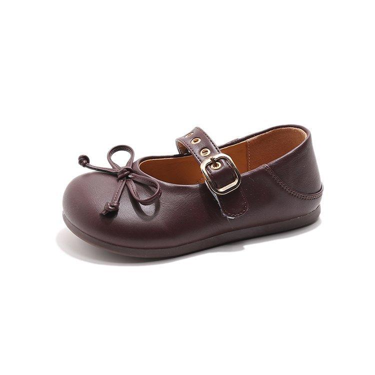 Korean version of girls' shallow mouth small leather shoes soft soles, foreign style girls' princess shoes soft soles, grandma shoes, children's singl