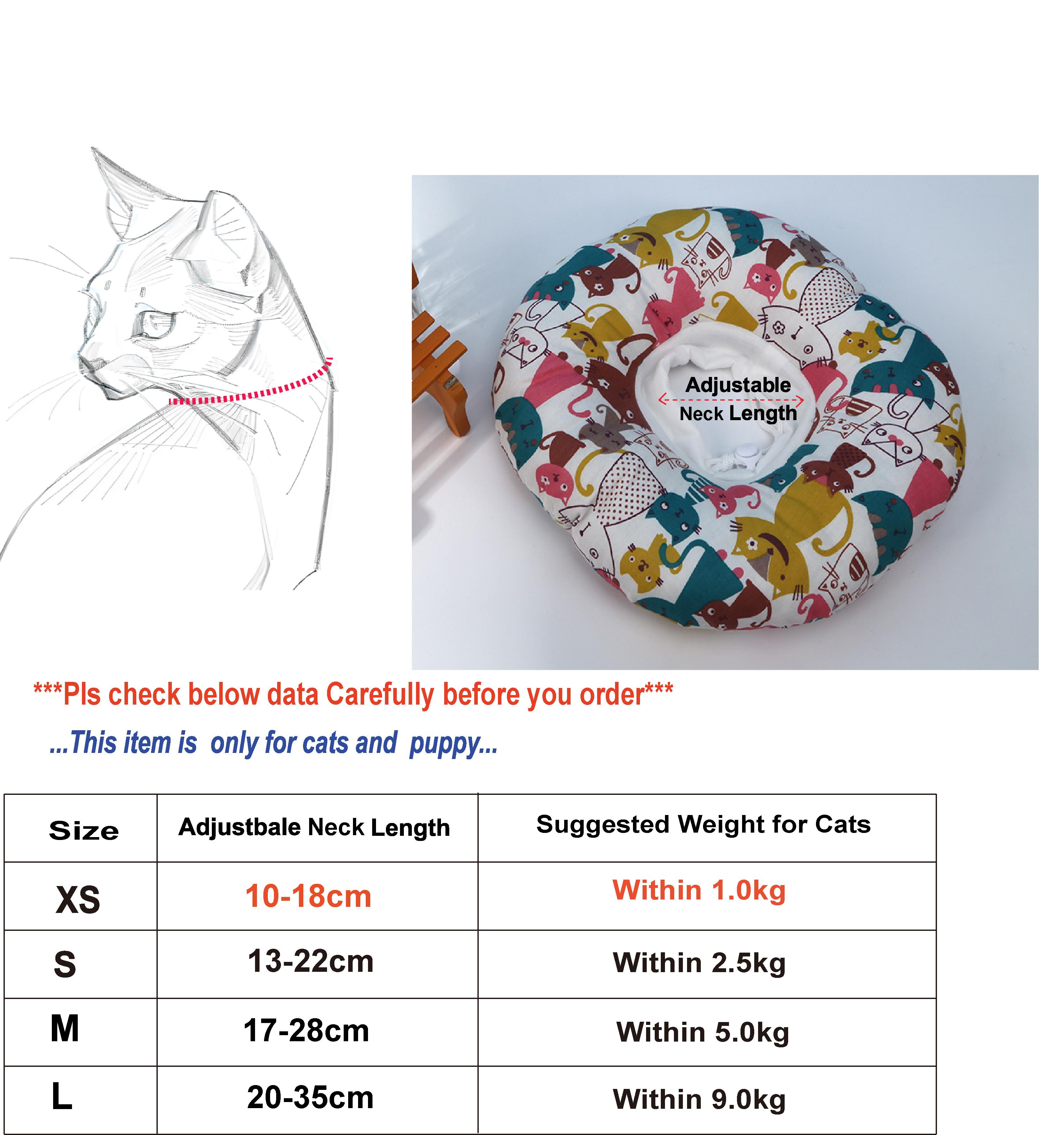

Printed Cotton Anti-bite Lick Cat Dog Elizabeth Collar Aerated Wound Protective Pet Kitten Shame Ring Neckband After Surgery XS（old）