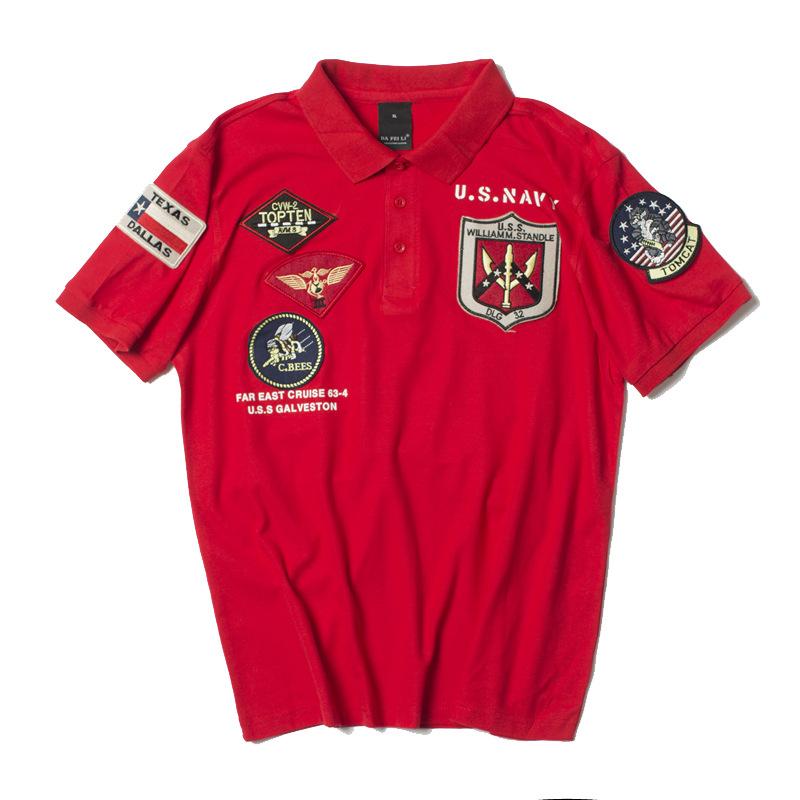 Letní Air Force One Antické Polo Tričko Vyšívané Tričko Krátký Rukáv