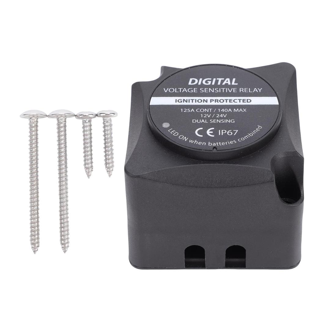 Voltage Sensitive Relay Digital VSR Smart Dual Battery Isolator 140A Water Proof Automatic Charging for Car RV ATV UTV Boat Mari