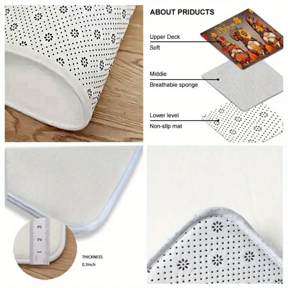 VIKAMA Autumn Welcome Door Mat Dwarf Pumpkin Kitchen Floor Mat Indoor and Outdoor Entrance Carpet Thanksgiving Home Decoration