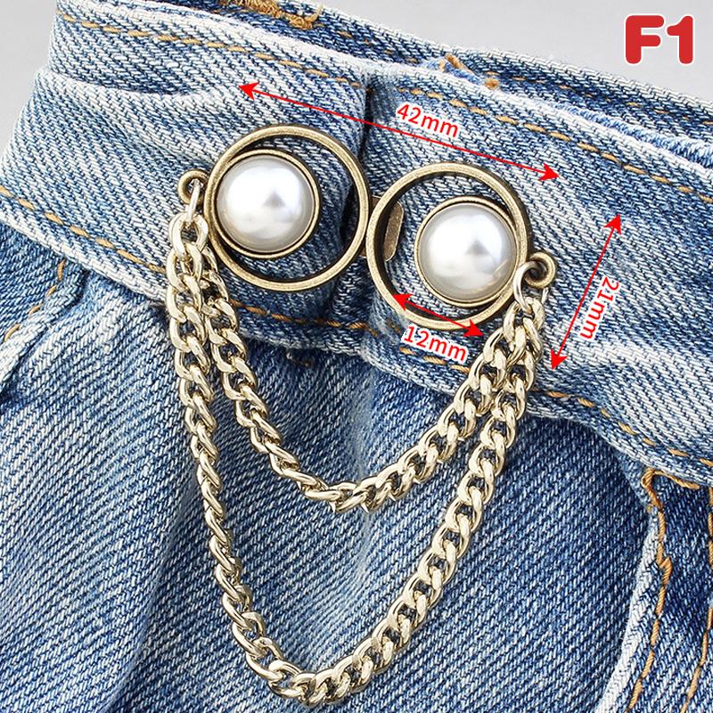 Ajusteur de Bouton de Jean Pour Pantalons Jupes Bouton Perle Gland Fermeture Pression Épingle de Pantalon Sans Couture Boucle de Taille de Jean Accessoires