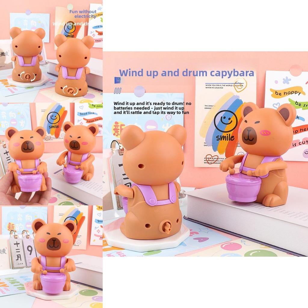 Capybara Toy Drum With Spring Mechanism For Early Childhood Learning And Sensory Development